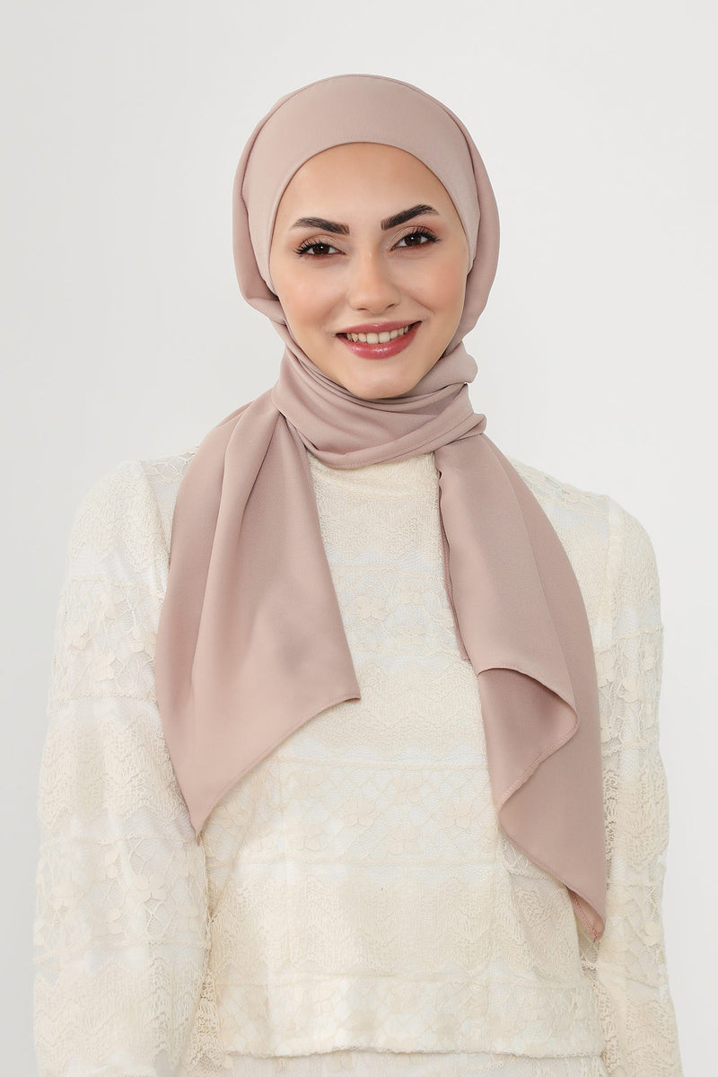 Instant Queen Crepe Practical Hijab Shawl, Easy Wear One-Piece Shawl, Practical No-Pin Modest Headscarf for Women,PS-52