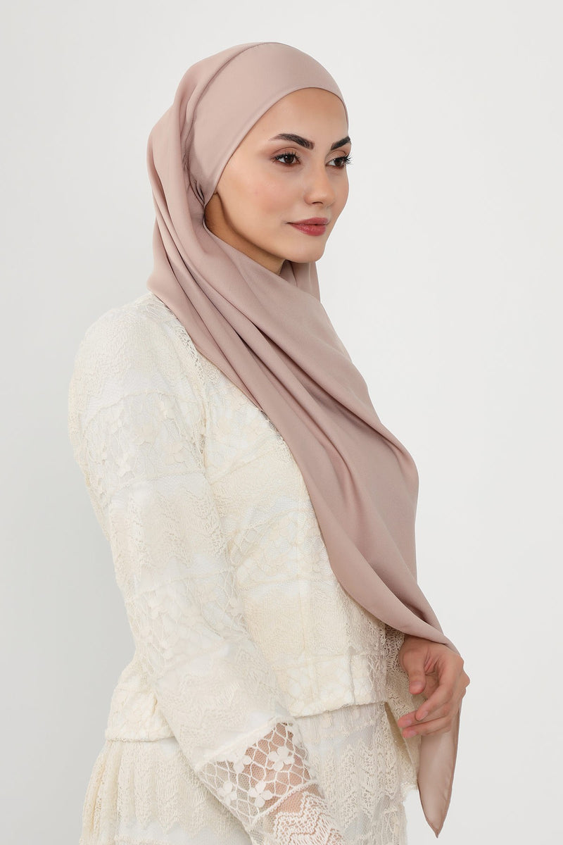 Instant Queen Crepe Practical Hijab Shawl, Easy Wear One-Piece Shawl, Practical No-Pin Modest Headscarf for Women,PS-52