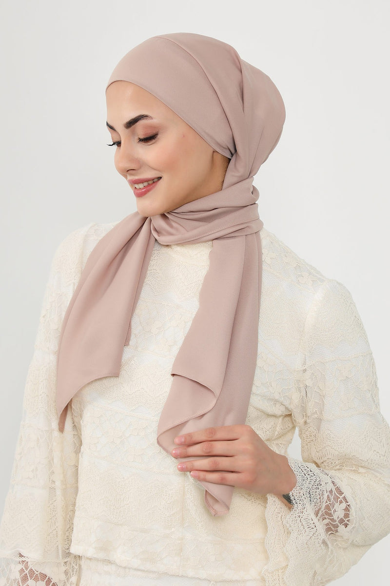 Instant Queen Crepe Practical Hijab Shawl, Easy Wear One-Piece Shawl, Practical No-Pin Modest Headscarf for Women,PS-52