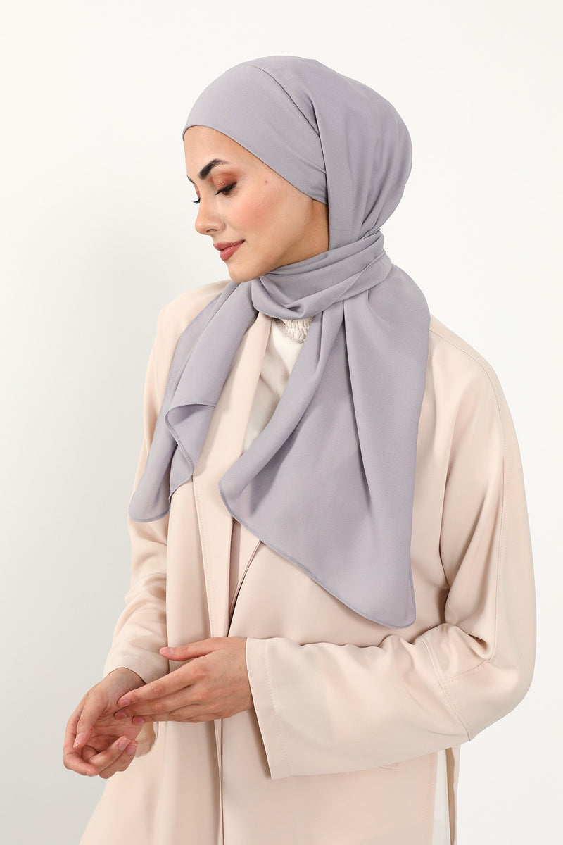 Instant Queen Crepe Practical Hijab Shawl, Easy Wear One-Piece Shawl, Practical No-Pin Modest Headscarf for Women,PS-52
