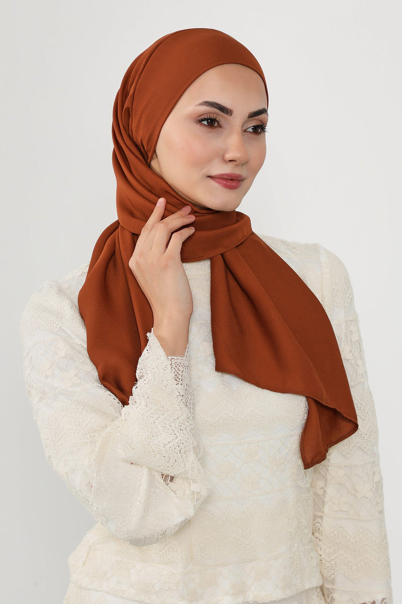 Instant Queen Crepe Practical Hijab Shawl, Easy Wear One-Piece Shawl, Practical No-Pin Modest Headscarf for Women,PS-52