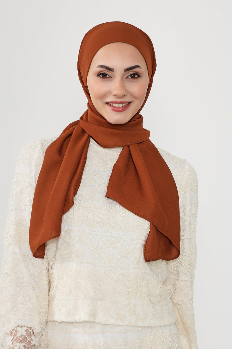 Instant Queen Crepe Practical Hijab Shawl, Easy Wear One-Piece Shawl, Practical No-Pin Modest Headscarf for Women,PS-52