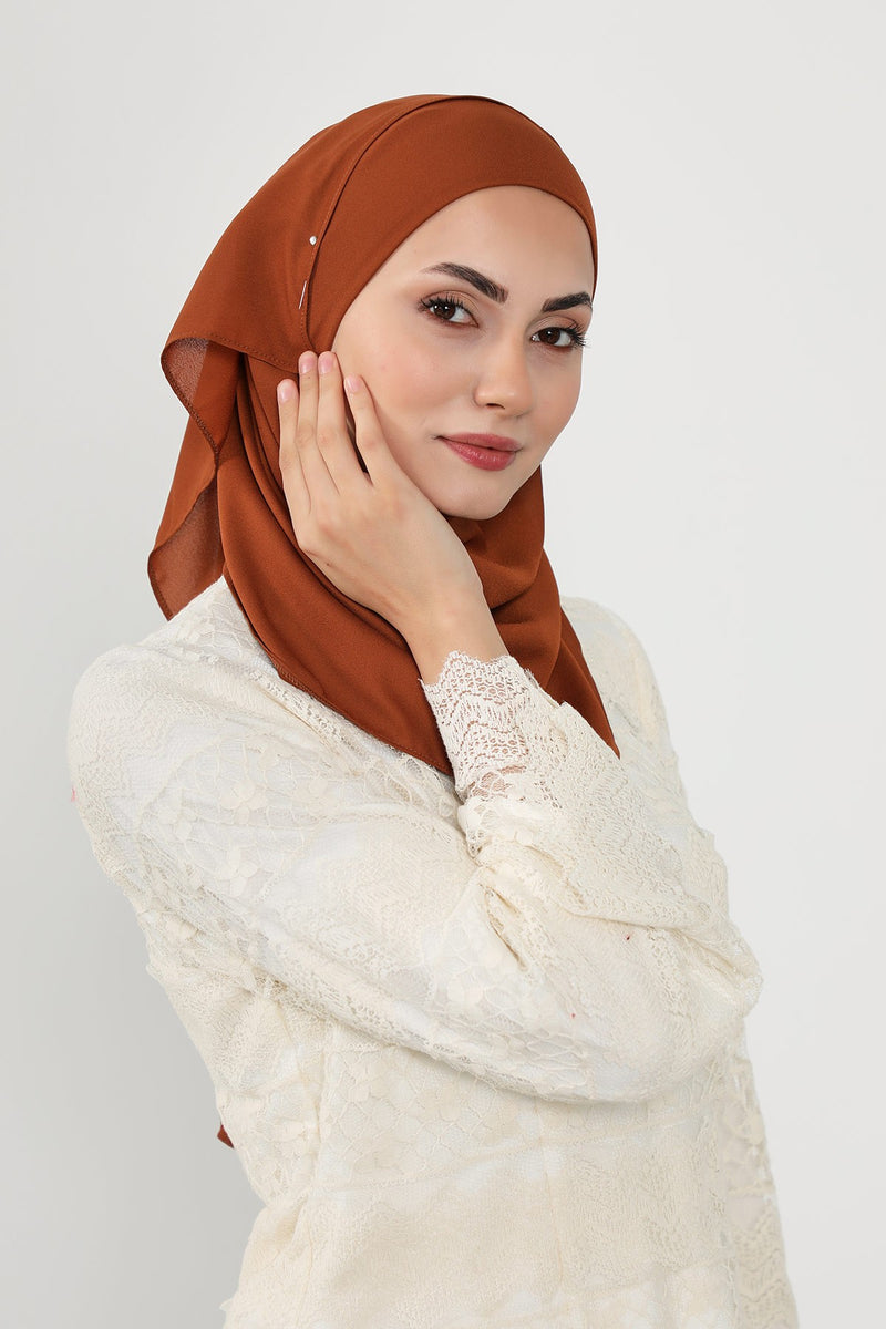 Instant Queen Crepe Practical Hijab Shawl, Easy Wear One-Piece Shawl, Practical No-Pin Modest Headscarf for Women,PS-52