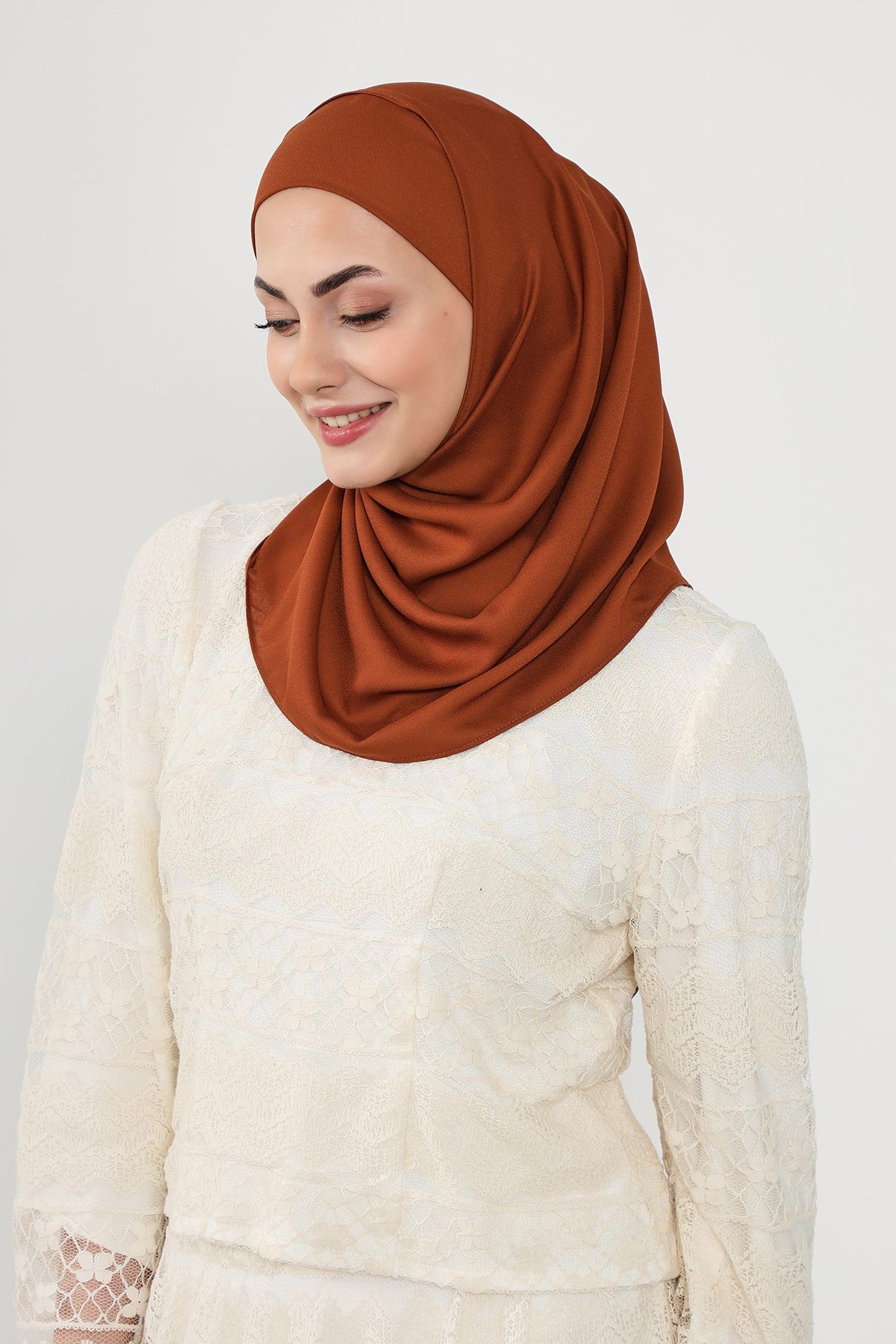Instant Queen Crepe Practical Hijab Shawl, Easy Wear One-Piece Shawl, Practical No-Pin Modest Headscarf for Women,PS-52