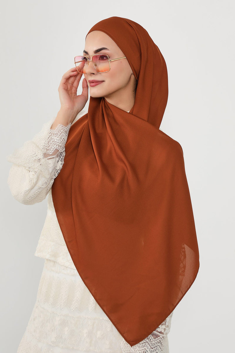 Instant Queen Crepe Practical Hijab Shawl, Easy Wear One-Piece Shawl, Practical No-Pin Modest Headscarf for Women,PS-52
