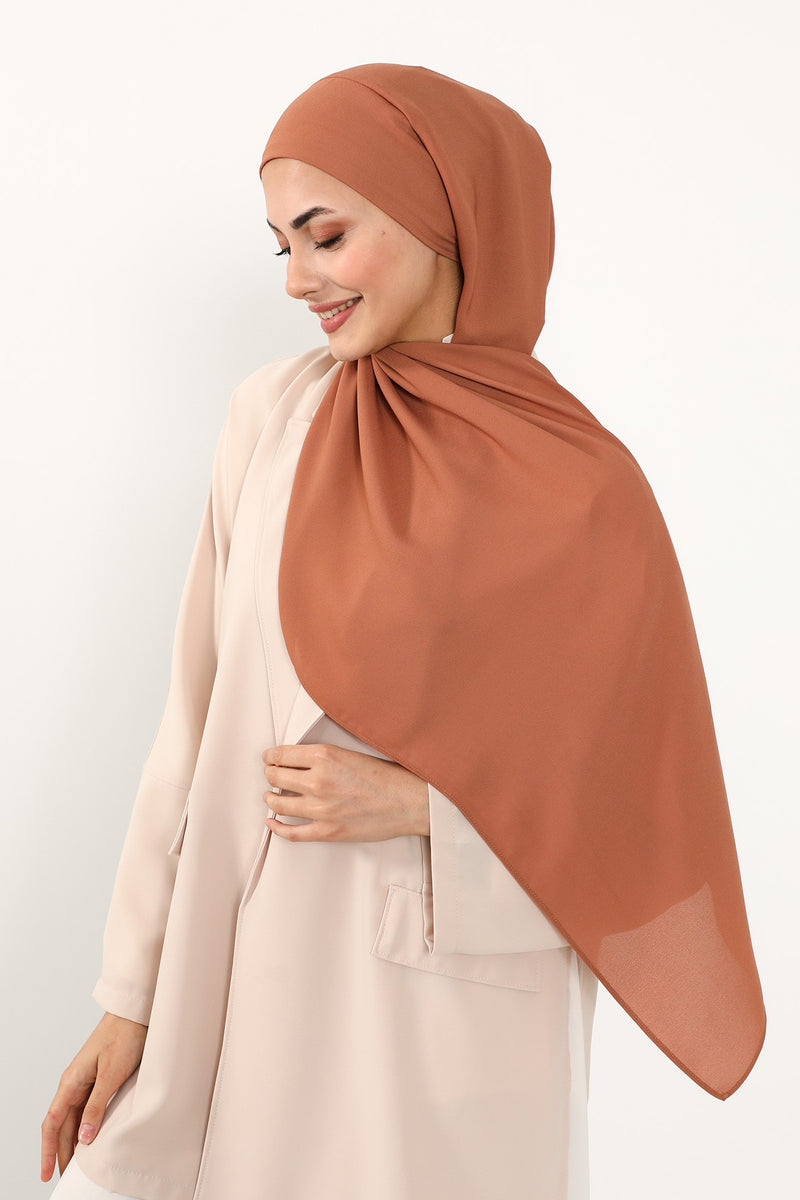 Instant Queen Crepe Practical Hijab Shawl, Easy Wear One-Piece Shawl, Practical No-Pin Modest Headscarf for Women,PS-52