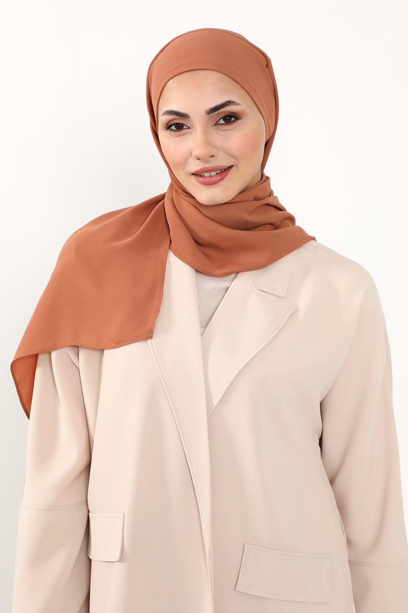Instant Queen Crepe Practical Hijab Shawl, Easy Wear One-Piece Shawl, Practical No-Pin Modest Headscarf for Women,PS-52