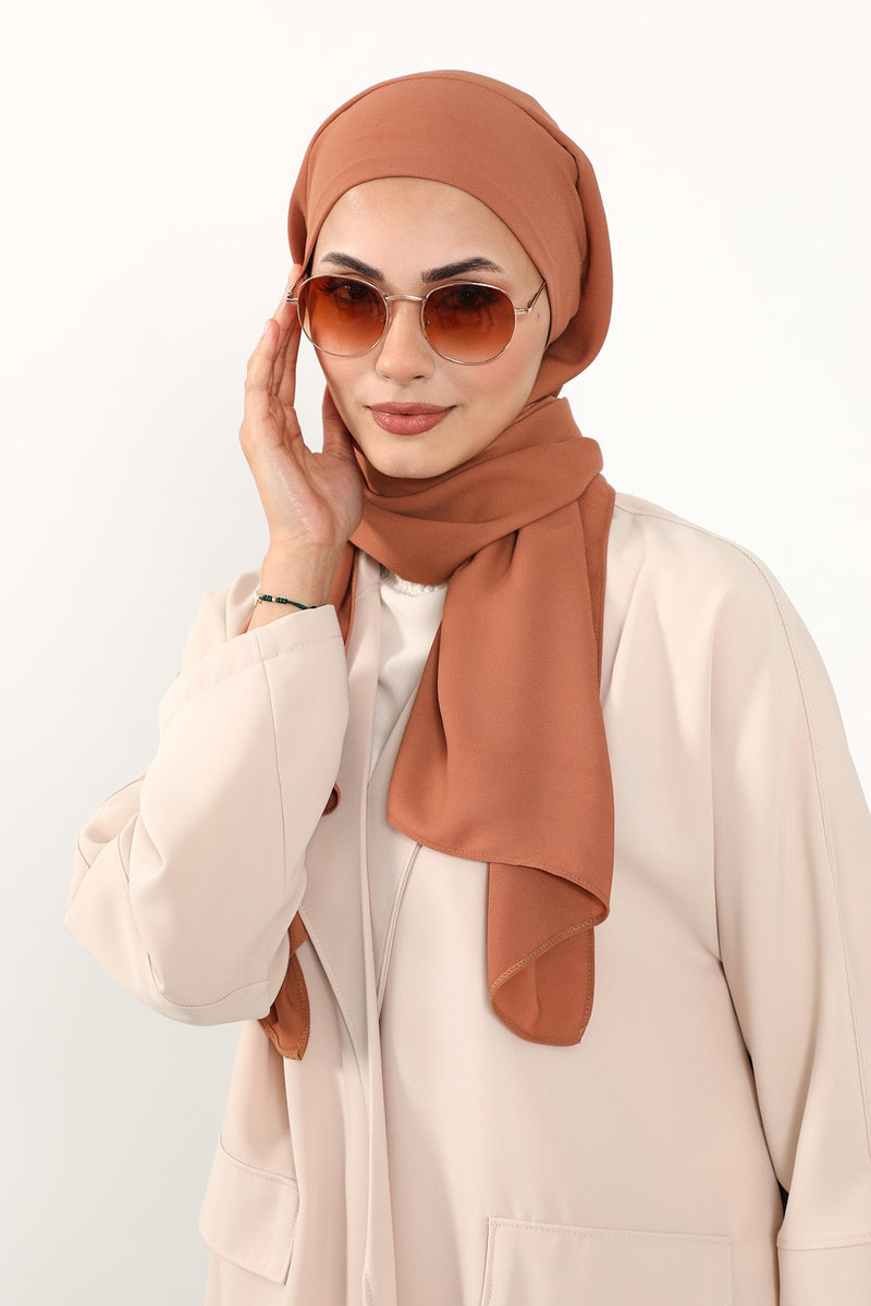 Instant Queen Crepe Practical Hijab Shawl, Easy Wear One-Piece Shawl, Practical No-Pin Modest Headscarf for Women,PS-52