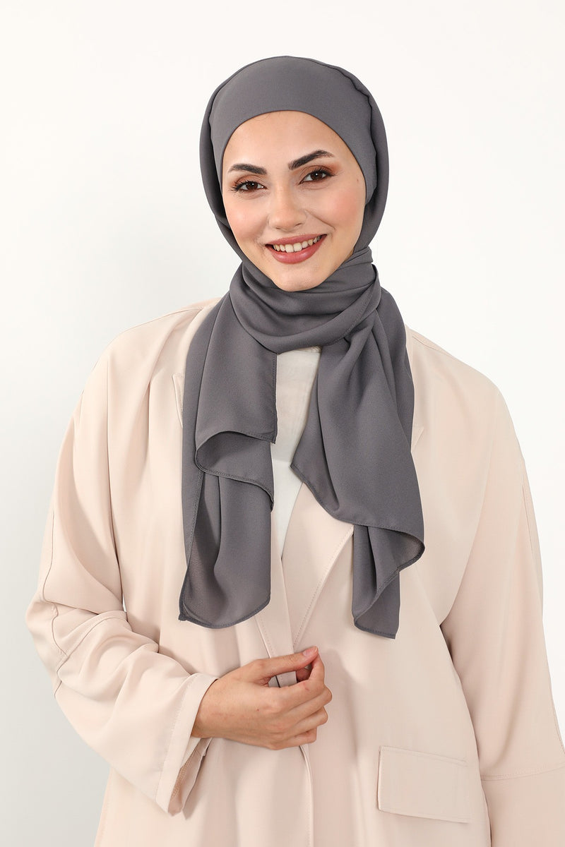 Instant Queen Crepe Practical Hijab Shawl, Easy Wear One-Piece Shawl, Practical No-Pin Modest Headscarf for Women,PS-52