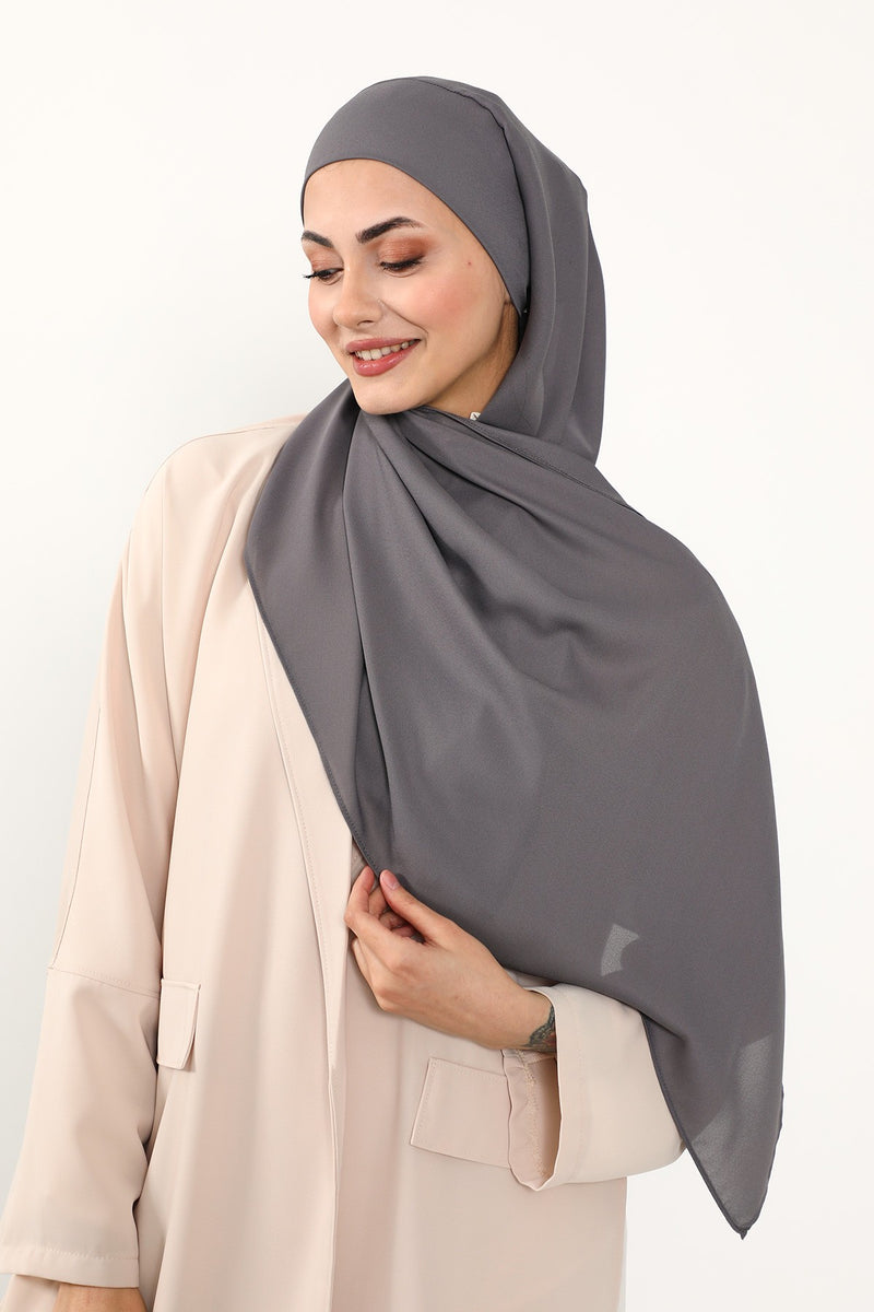 Instant Queen Crepe Practical Hijab Shawl, Easy Wear One-Piece Shawl, Practical No-Pin Modest Headscarf for Women,PS-52