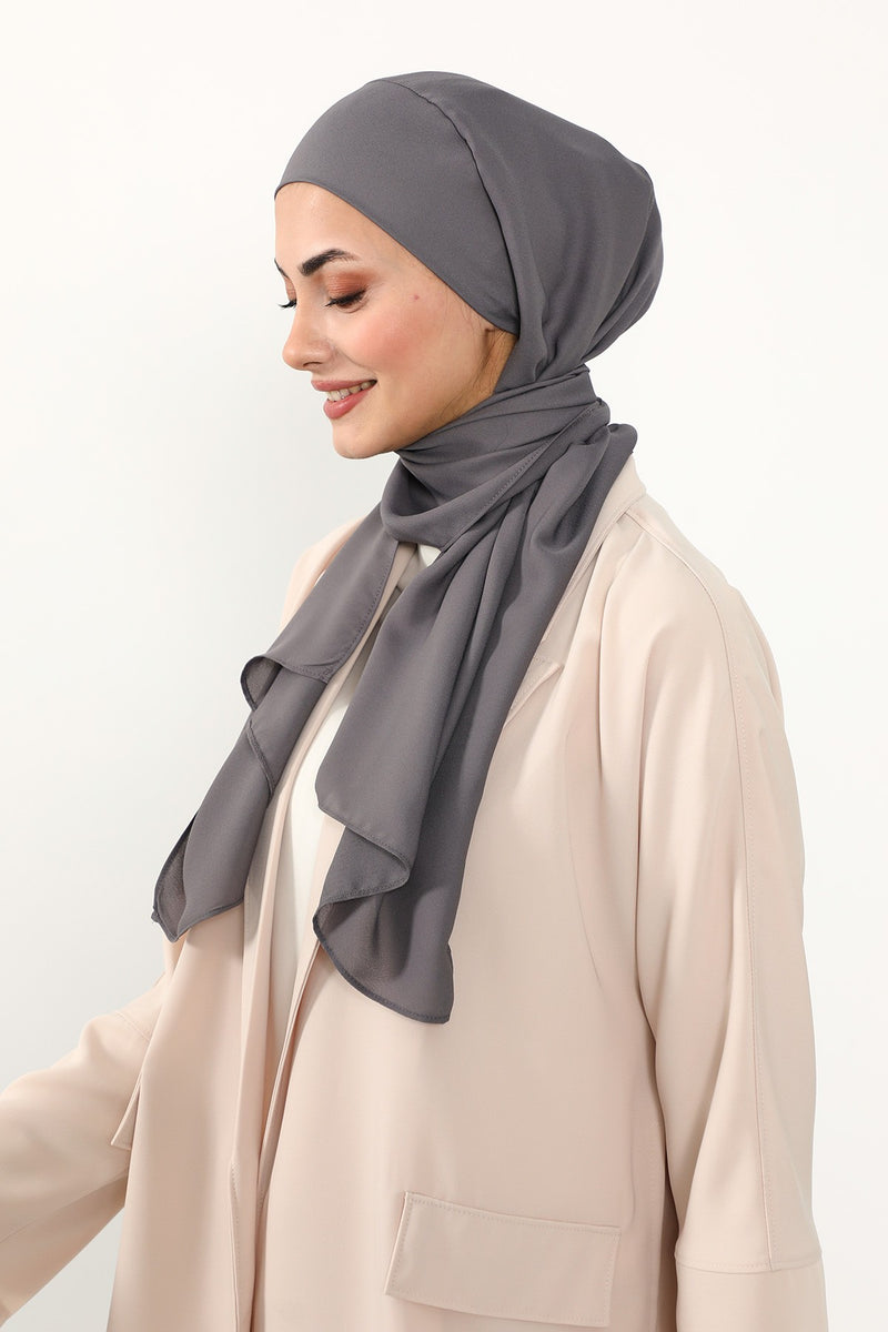 Instant Queen Crepe Practical Hijab Shawl, Easy Wear One-Piece Shawl, Practical No-Pin Modest Headscarf for Women,PS-52