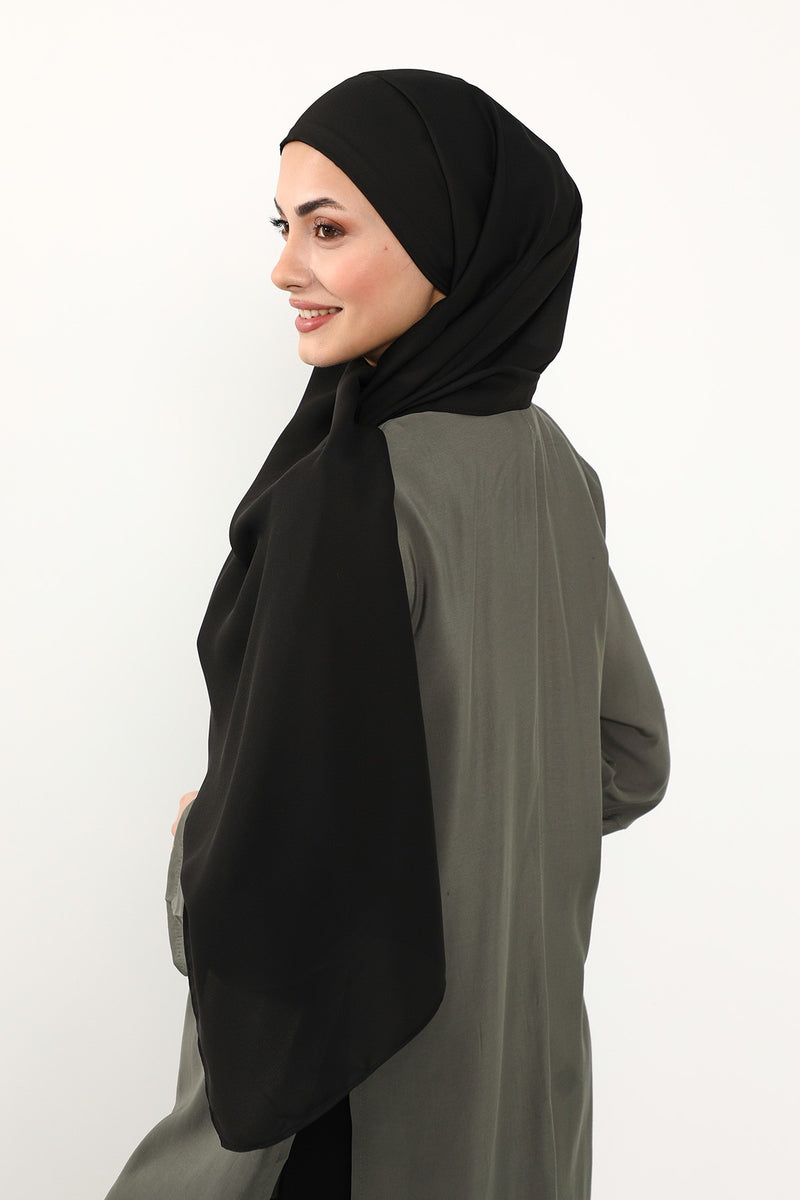 Instant Queen Crepe Practical Hijab Shawl, Easy Wear One-Piece Shawl, Practical No-Pin Modest Headscarf for Women,PS-52
