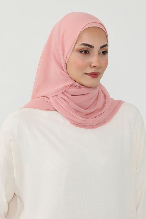 Ready to Wear One-Piece Chiffon Shawl Hijab with Built-In Cotton Undercap, Easy Modest Scarf for Women,PS-53