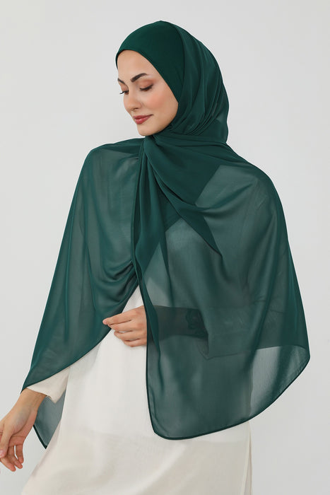 Ready to Wear One-Piece Chiffon Shawl Hijab with Built-In Cotton Undercap, Easy Modest Scarf for Women,PS-53