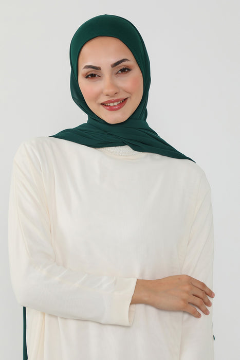Ready to Wear One-Piece Chiffon Shawl Hijab with Built-In Cotton Undercap, Easy Modest Scarf for Women,PS-53