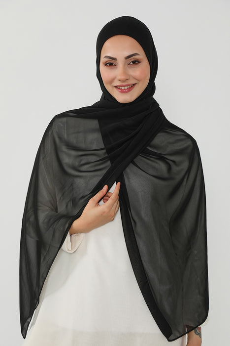 Ready to Wear One-Piece Chiffon Shawl Hijab with Built-In Cotton Undercap, Easy Modest Scarf for Women,PS-53