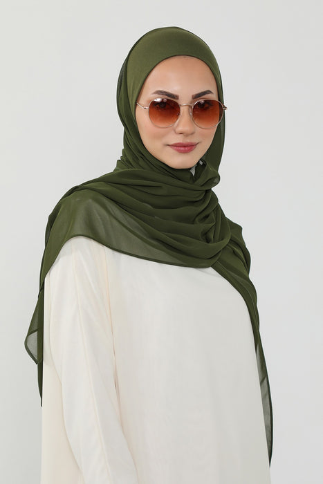 Ready to Wear One-Piece Chiffon Shawl Hijab with Built-In Cotton Undercap, Easy Modest Scarf for Women,PS-53