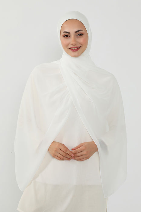 Ready to Wear One-Piece Chiffon Shawl Hijab with Built-In Cotton Undercap, Easy Modest Scarf for Women,PS-53