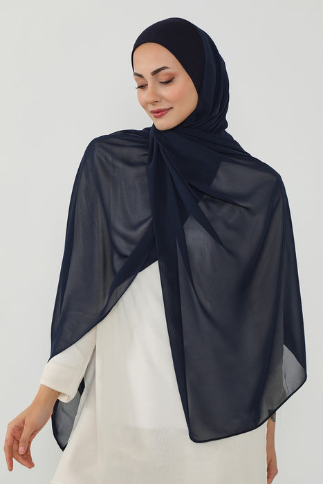Ready to Wear One-Piece Chiffon Shawl Hijab with Built-In Cotton Undercap, Easy Modest Scarf for Women,PS-53