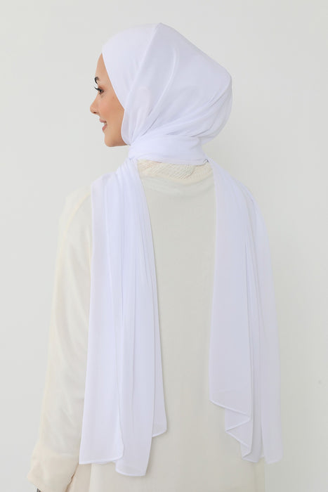 Ready to Wear One-Piece Chiffon Shawl Hijab with Built-In Cotton Undercap, Easy Modest Scarf for Women,PS-53