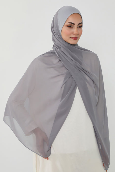 Ready to Wear One-Piece Chiffon Shawl Hijab with Built-In Cotton Undercap, Easy Modest Scarf for Women,PS-53