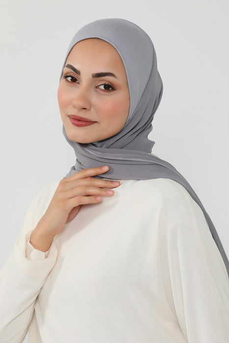 Ready to Wear One-Piece Chiffon Shawl Hijab with Built-In Cotton Undercap, Easy Modest Scarf for Women,PS-53