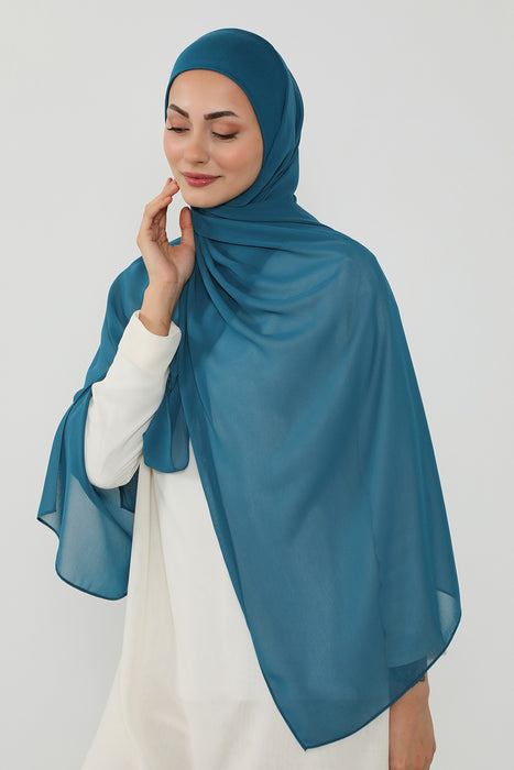 Ready to Wear One-Piece Chiffon Shawl Hijab with Built-In Cotton Undercap, Easy Modest Scarf for Women,PS-53