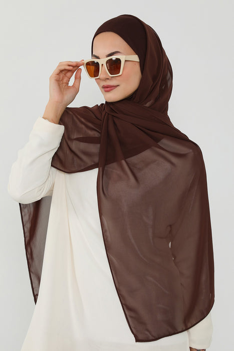 Ready to Wear One-Piece Chiffon Shawl Hijab with Built-In Cotton Undercap, Easy Modest Scarf for Women,PS-53