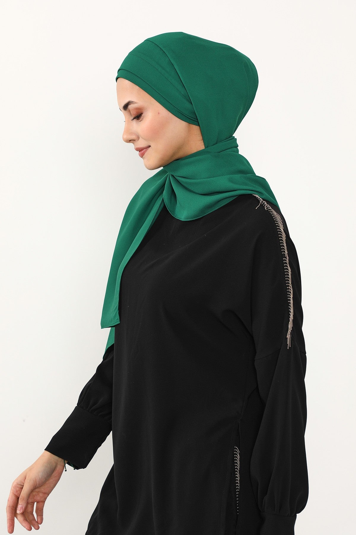 Instant Pleated Queen Crepe Hijab Shawl, One Piece Practical Wrinkle-Resistant Modest Shawl, No-Pin Easy Hijab for All Seasons,PS-54