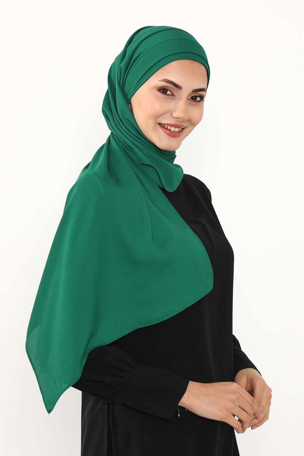 Instant Pleated Queen Crepe Hijab Shawl, One Piece Practical Wrinkle-Resistant Modest Shawl, No-Pin Easy Hijab for All Seasons,PS-54