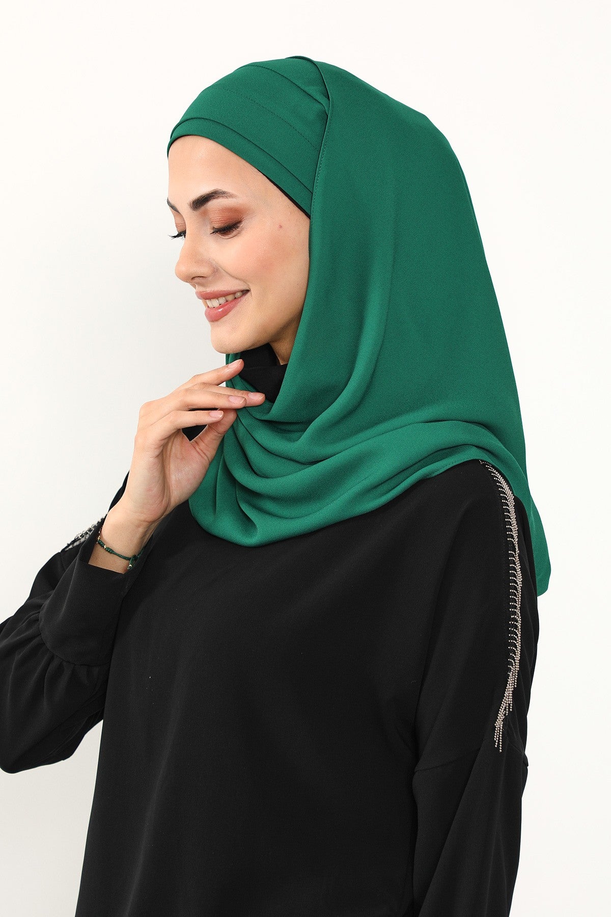 Instant Pleated Queen Crepe Hijab Shawl, One Piece Practical Wrinkle-Resistant Modest Shawl, No-Pin Easy Hijab for All Seasons,PS-54