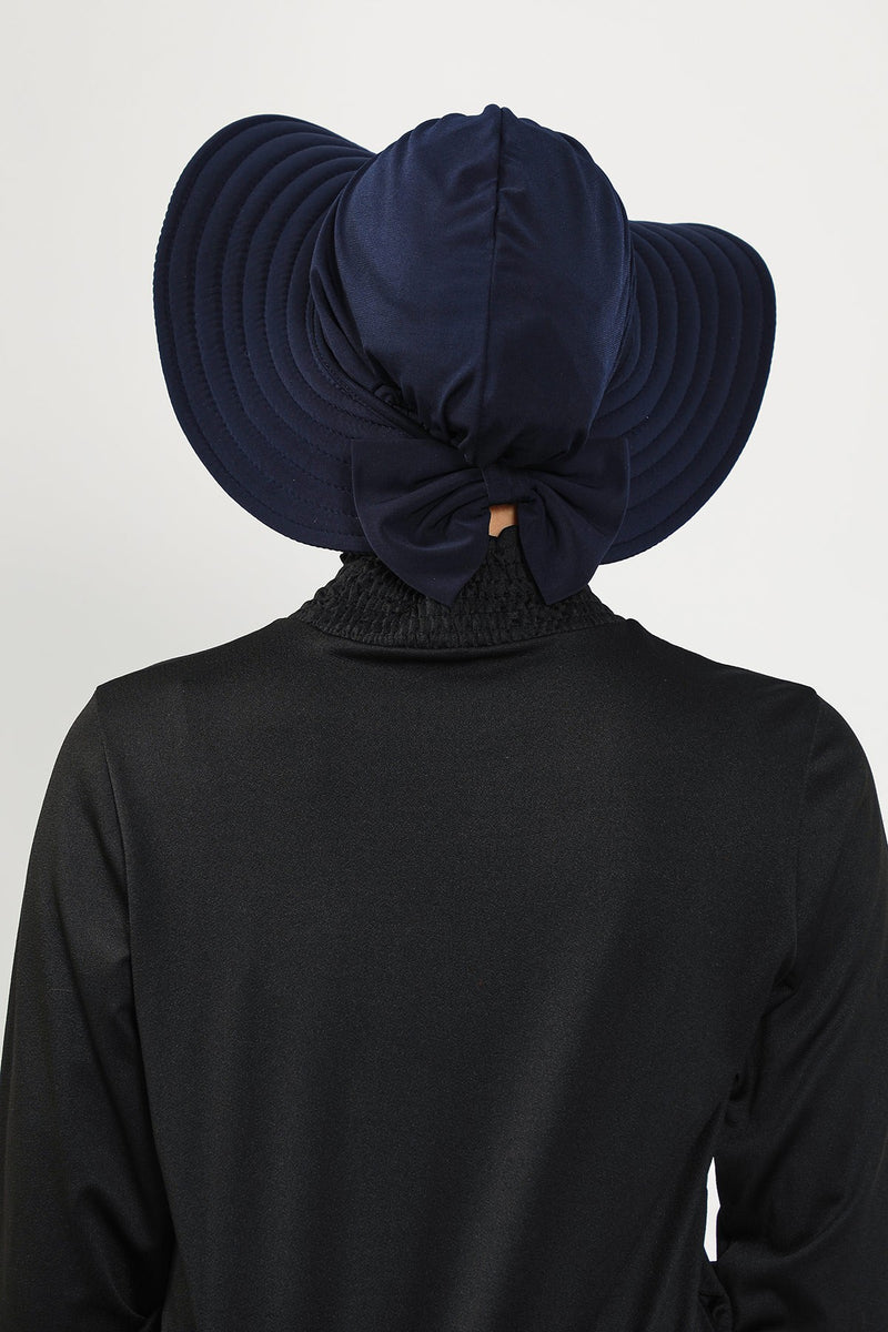 Modest Beach Turban Bonnet with Removable Bow Brim, Quick Dry Sandy Fabric Sun Hat Hijab for Women,S-10SN