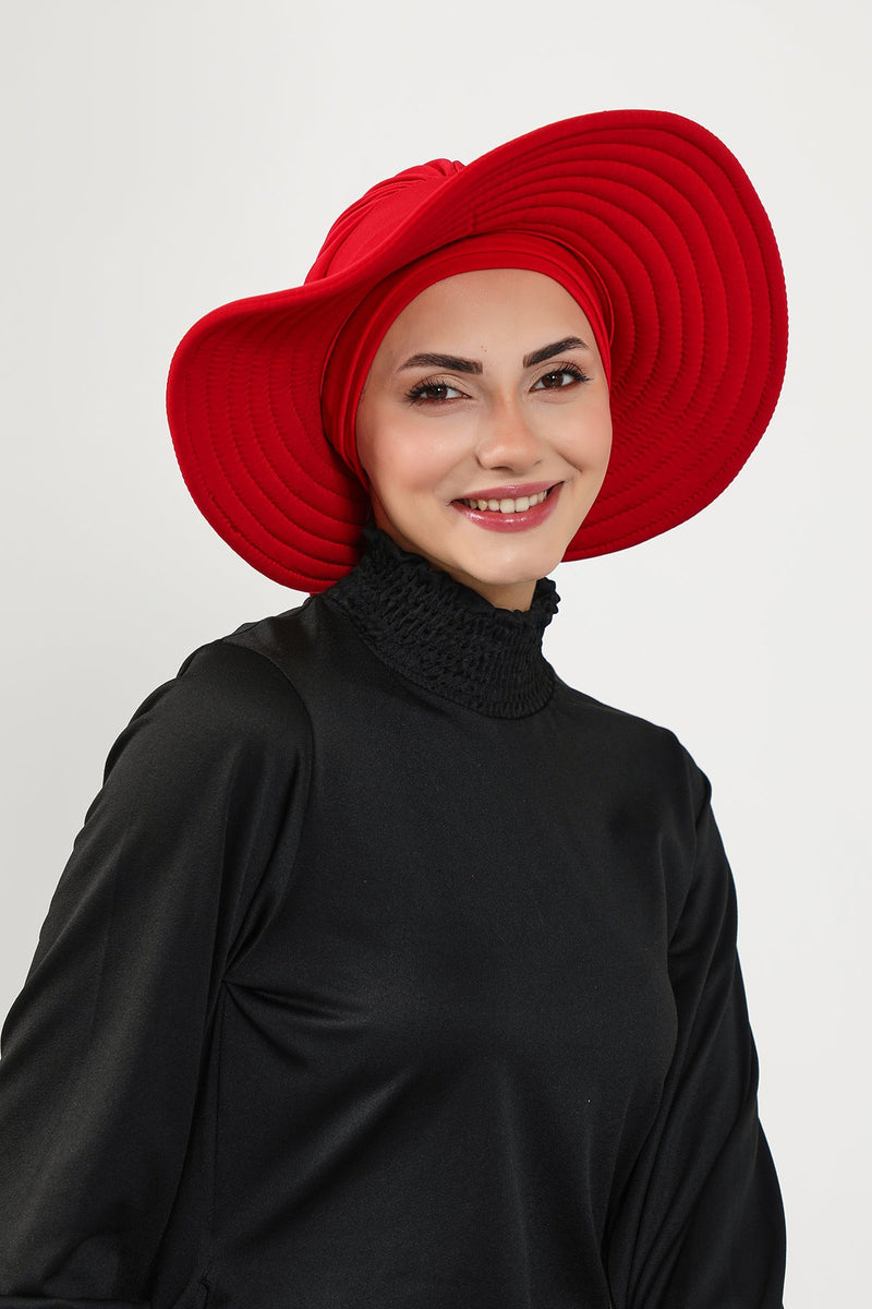 Modest Beach Turban Bonnet with Removable Bow Brim, Quick Dry Sandy Fabric Sun Hat Hijab for Women,S-10SN