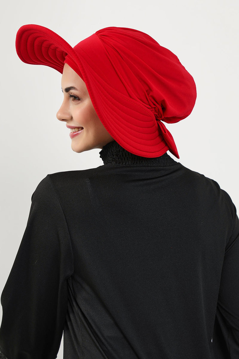 Modest Beach Turban Bonnet with Removable Bow Brim, Quick Dry Sandy Fabric Sun Hat Hijab for Women,S-10SN