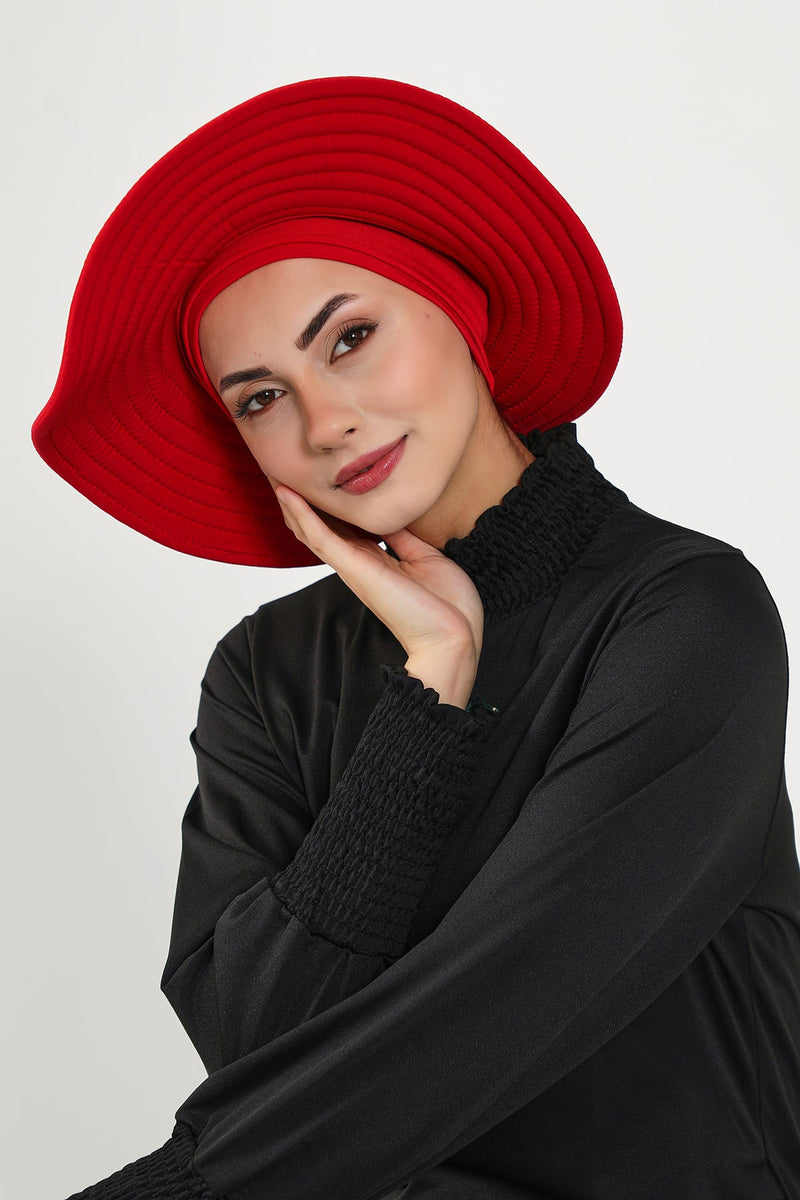 Modest Beach Turban Bonnet with Removable Bow Brim, Quick Dry Sandy Fabric Sun Hat Hijab for Women,S-10SN