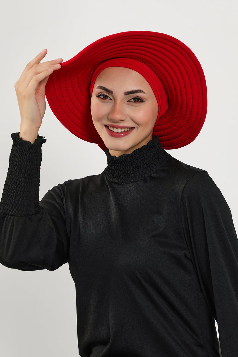 Modest Beach Turban Bonnet with Removable Bow Brim, Quick Dry Sandy Fabric Sun Hat Hijab for Women,S-10SN
