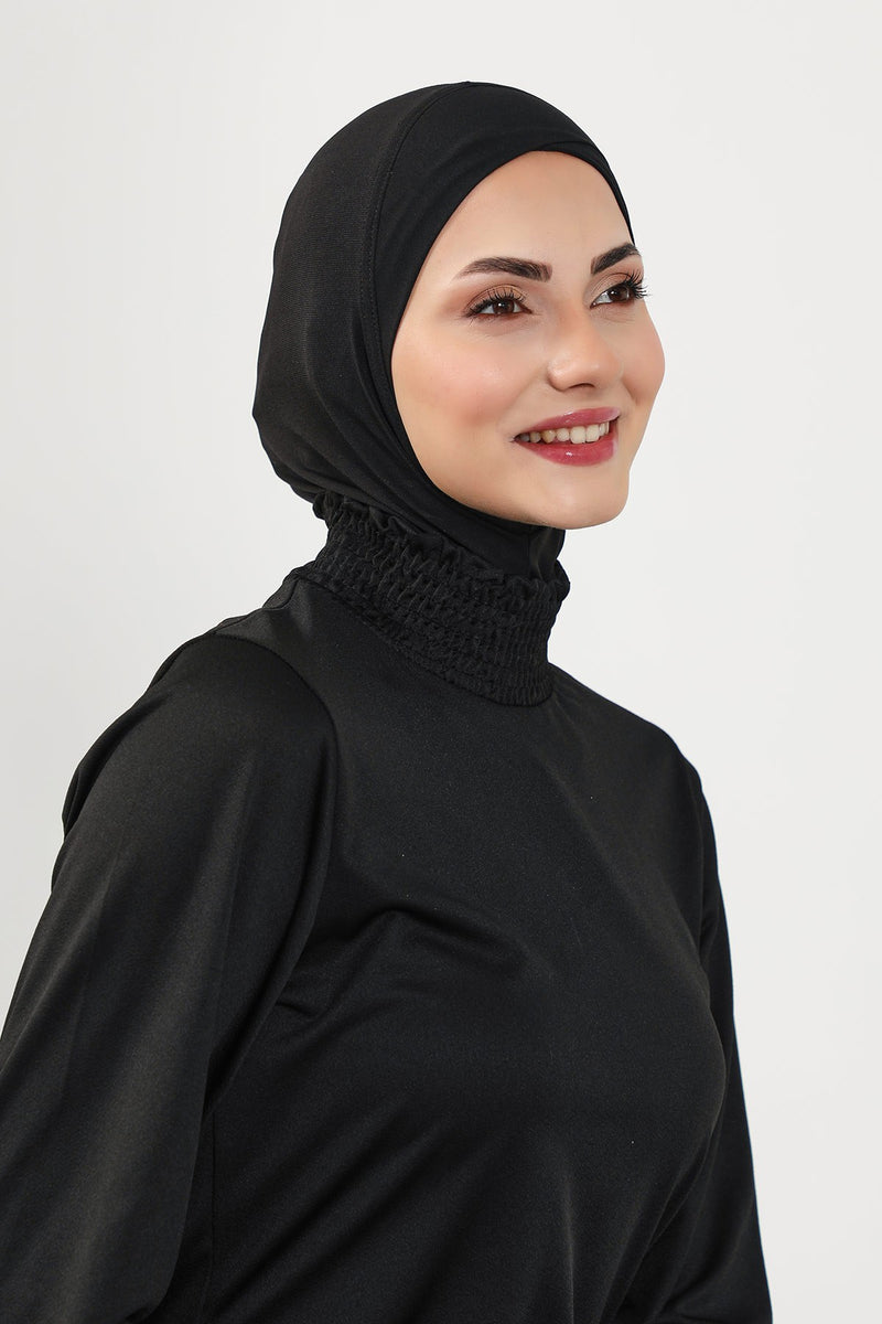 Minimalist Design Sea Pool Ready Turban Bonnet for Women, Modest Quick-Dry Ninja Swimmer Cap,TB-4SN