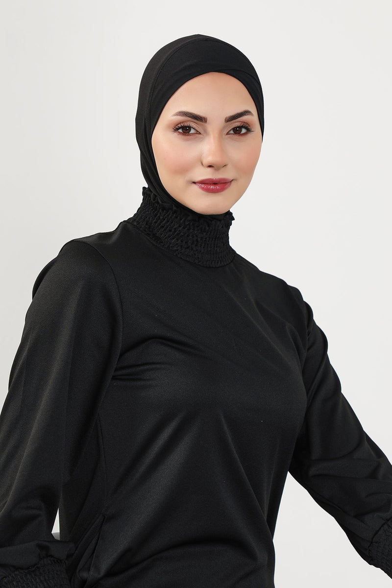 Minimalist Design Sea Pool Ready Turban Bonnet for Women, Modest Quick-Dry Ninja Swimmer Cap,TB-4SN