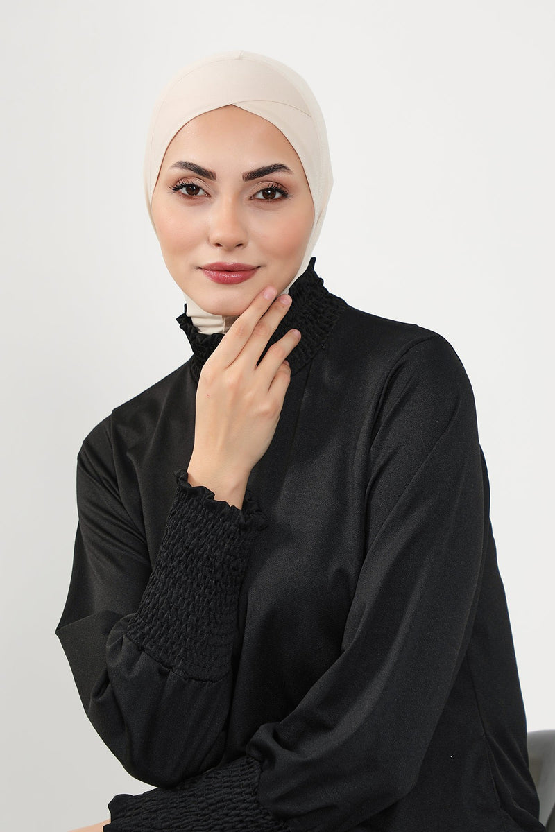 Minimalist Design Sea Pool Ready Turban Bonnet for Women, Modest Quick-Dry Ninja Swimmer Cap,TB-4SN