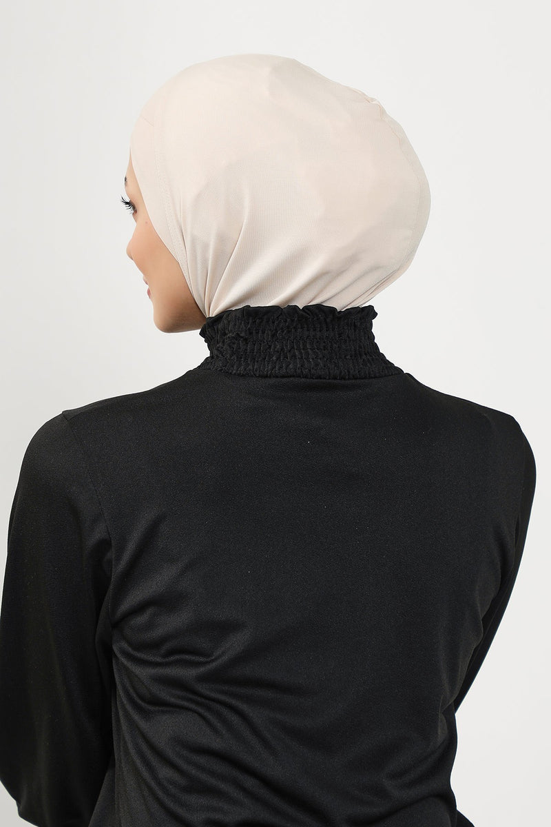 Minimalist Design Sea Pool Ready Turban Bonnet for Women, Modest Quick-Dry Ninja Swimmer Cap,TB-4SN