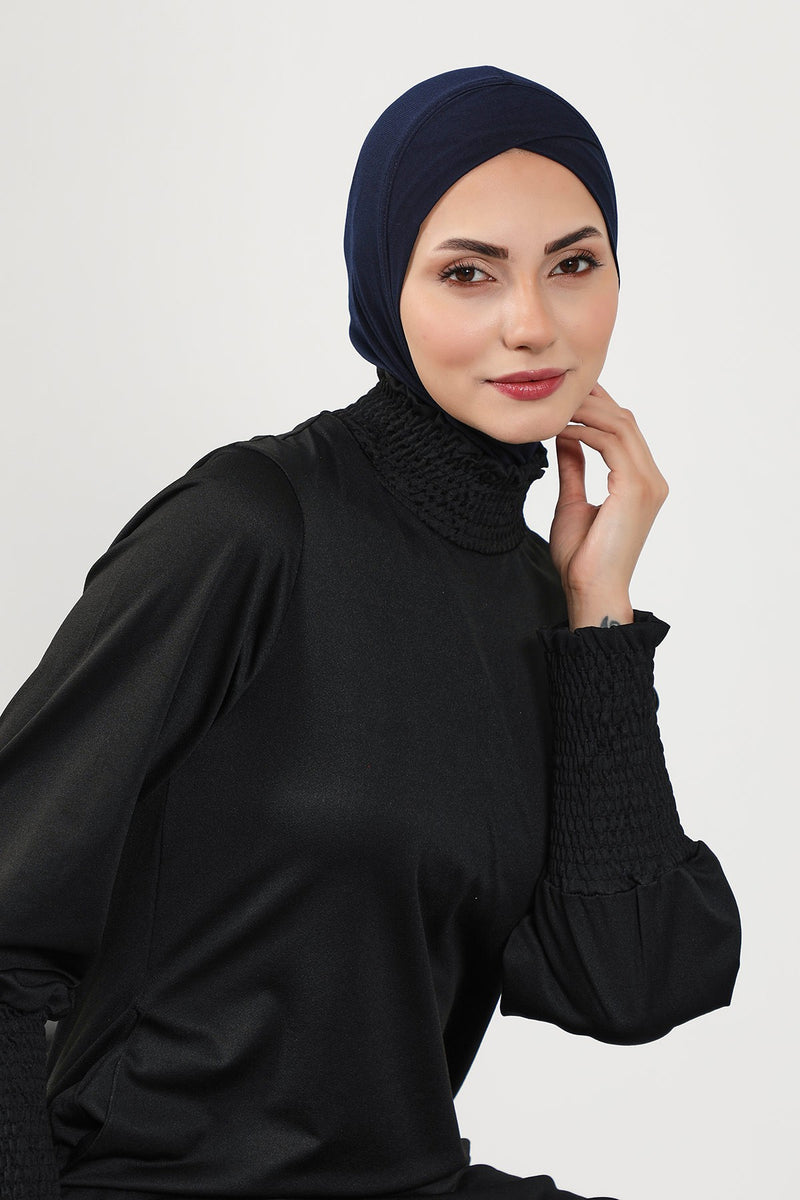 Minimalist Design Sea Pool Ready Turban Bonnet for Women, Modest Quick-Dry Ninja Swimmer Cap,TB-4SN