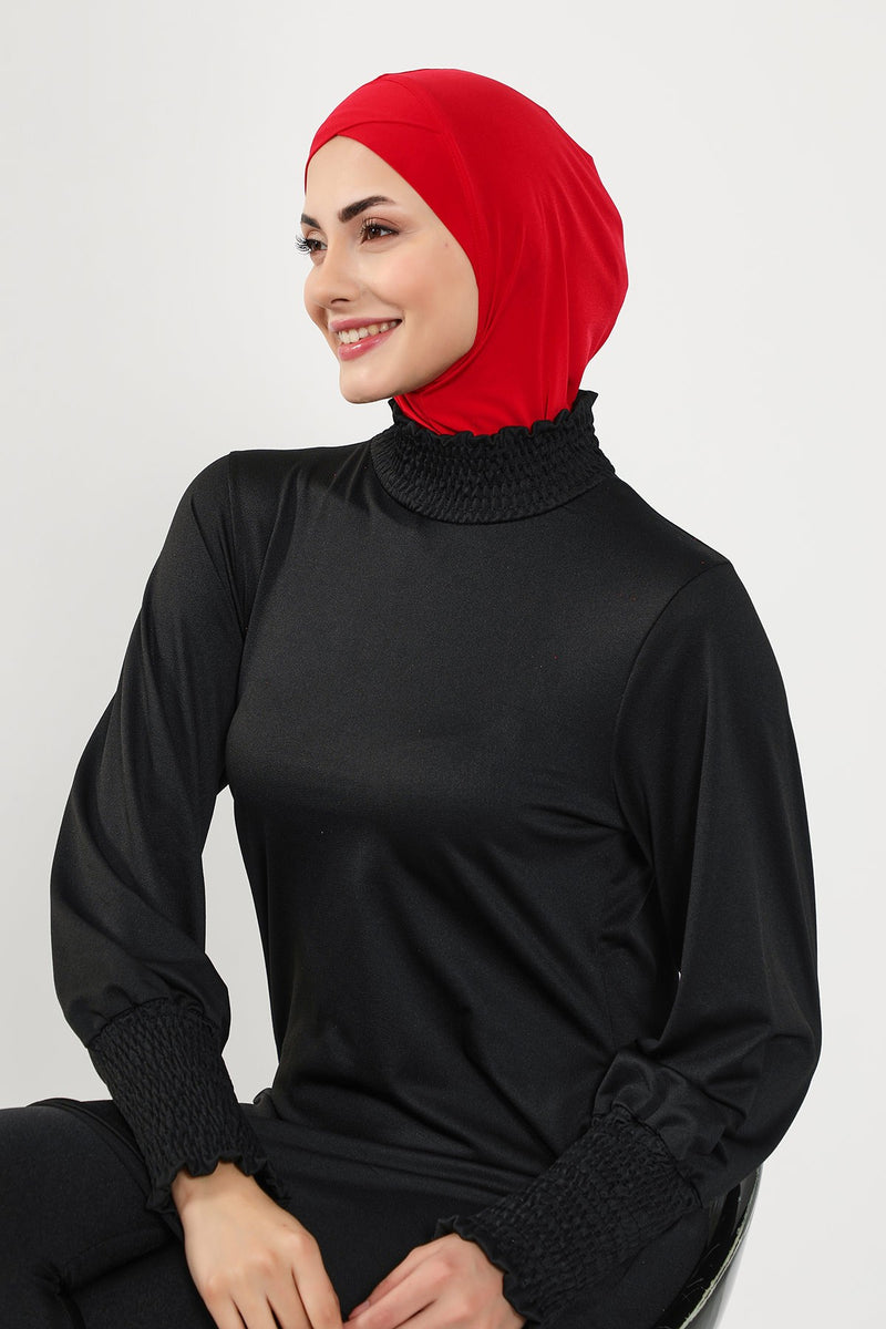 Minimalist Design Sea Pool Ready Turban Bonnet for Women, Modest Quick-Dry Ninja Swimmer Cap,TB-4SN