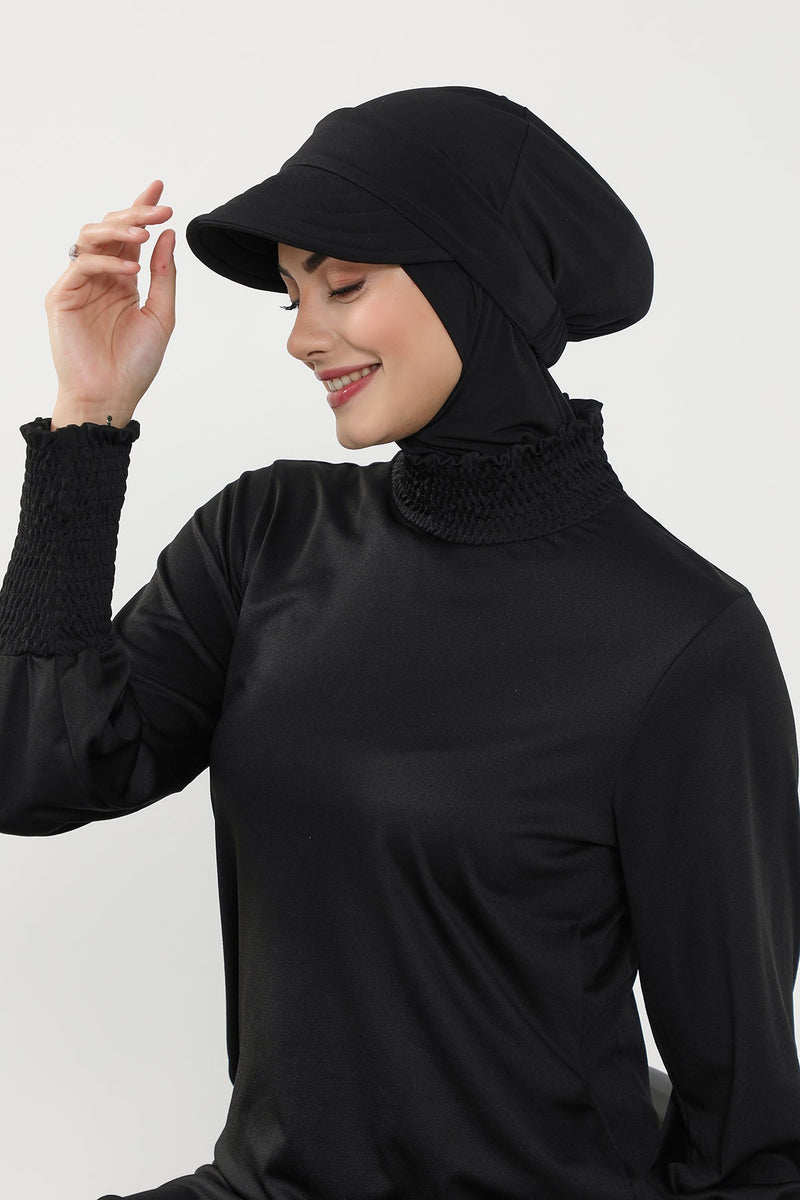 Swim-Friendly Removable Hijab Visor, Lightweight Sandy Fabric Sun Shield, Slip-On Modest Cap for Turban & Scarf,SP-5SN