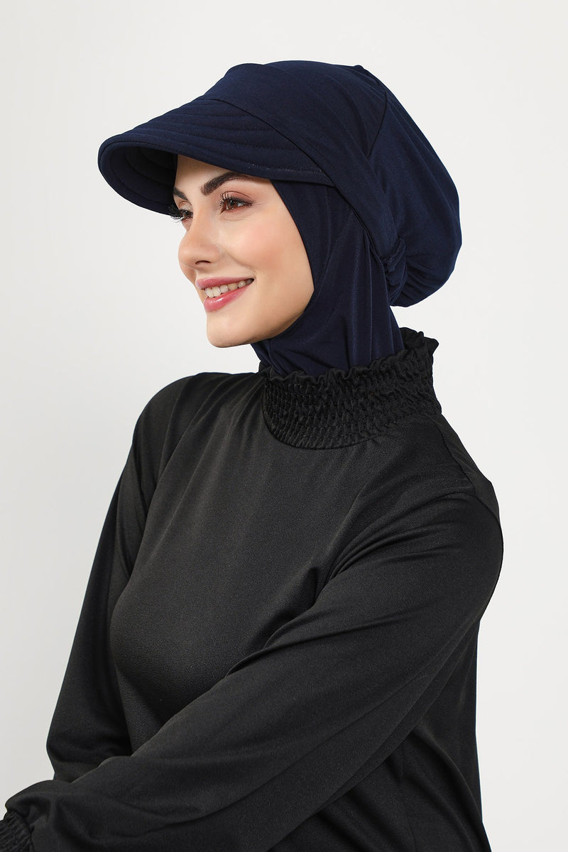 Swim-Friendly Removable Hijab Visor, Lightweight Sandy Fabric Sun Shield, Slip-On Modest Cap for Turban & Scarf,SP-5SN