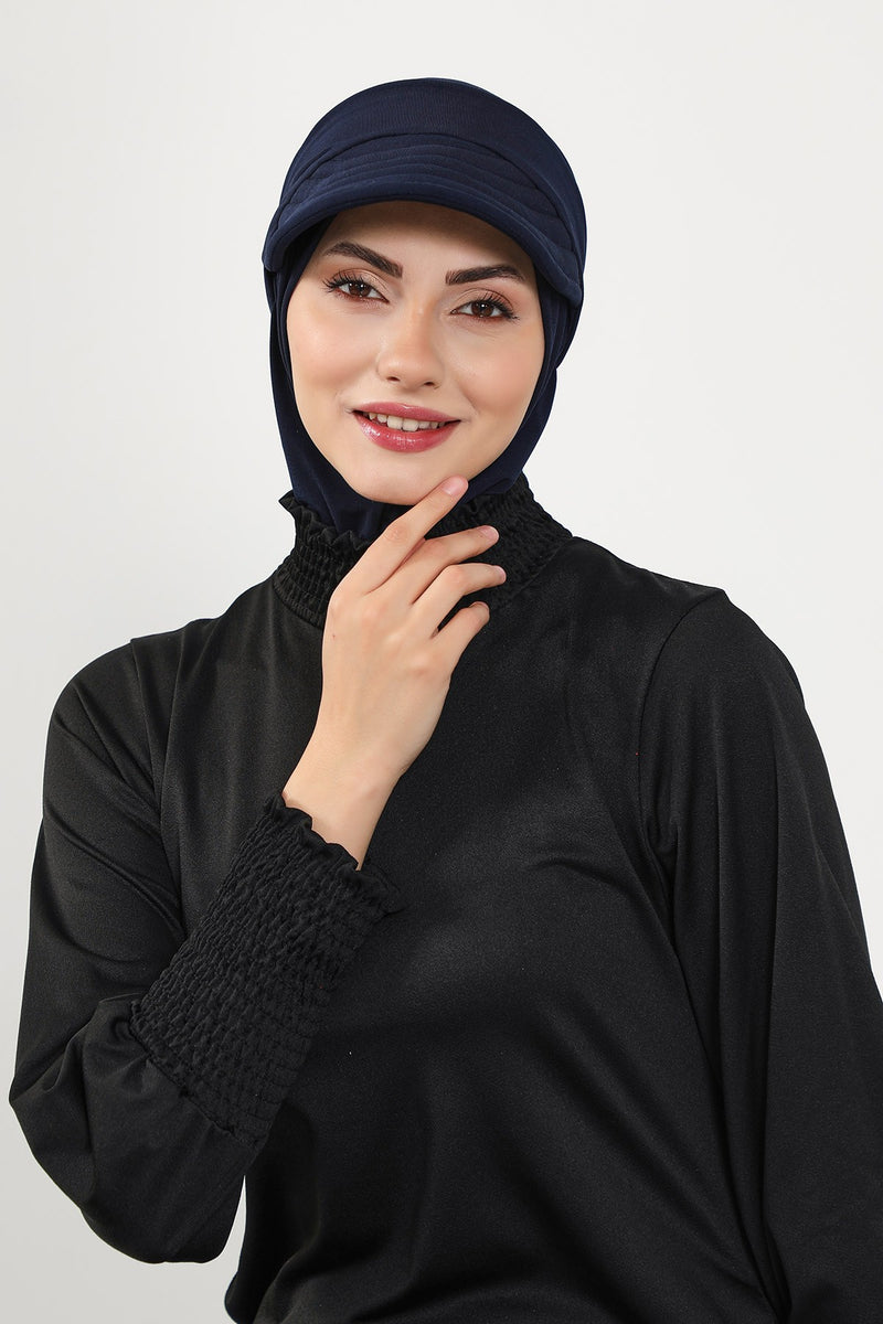 Swim-Friendly Removable Hijab Visor, Lightweight Sandy Fabric Sun Shield, Slip-On Modest Cap for Turban & Scarf,SP-5SN