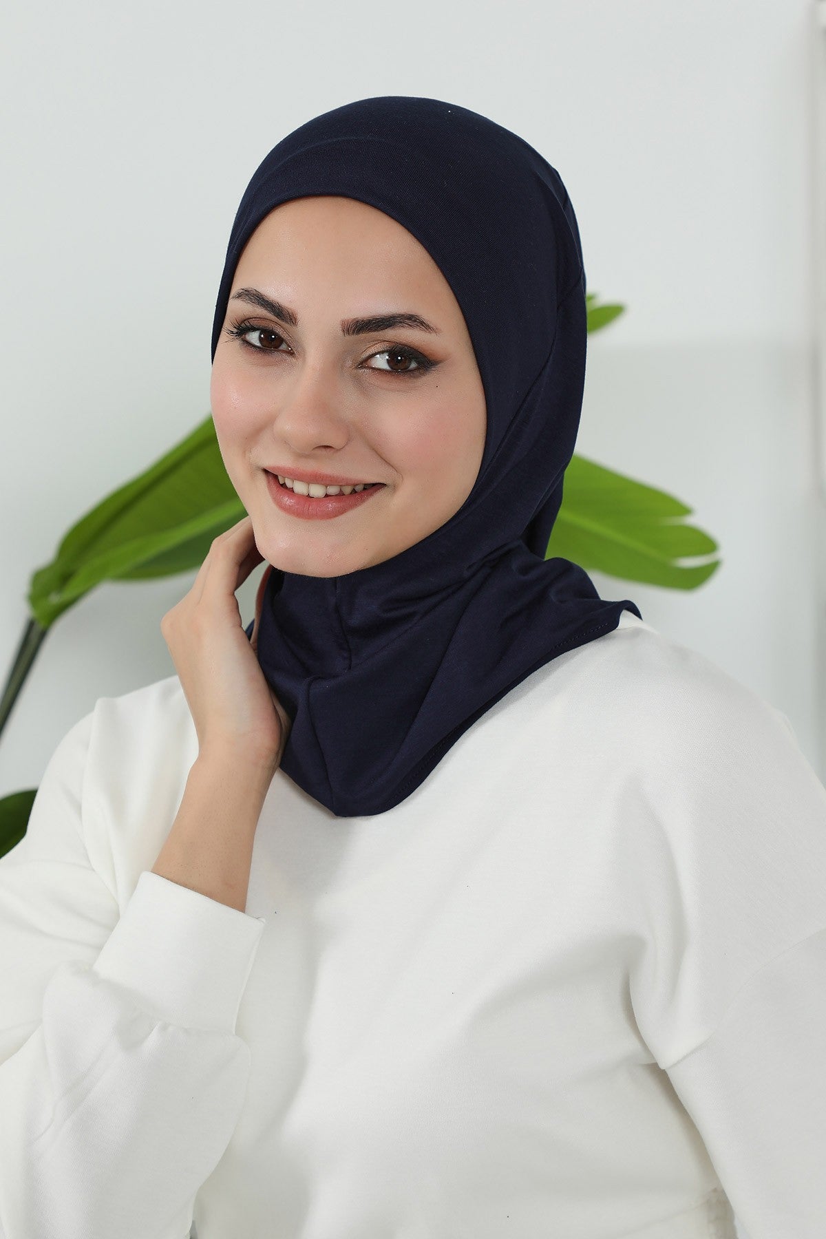 3 Piece Removable Hijab Bonnet Set with Visor and Hat, Modest Sun Protection Headwear for Women,ST-1P Navy Blue
