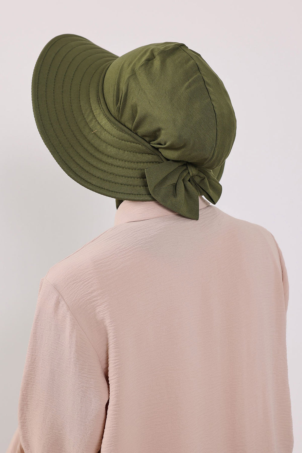 3 Piece Removable Hijab Bonnet Set with Visor and Hat, Modest Sun Protection Headwear for Women,ST-1P Army Green