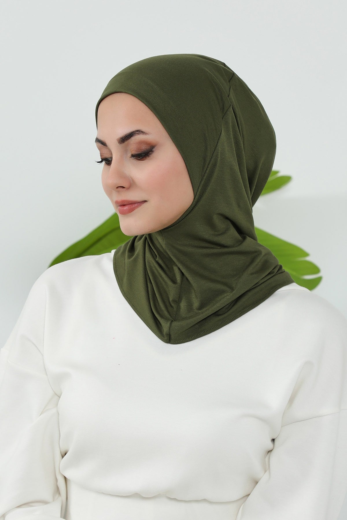 3 Piece Removable Hijab Bonnet Set with Visor and Hat, Modest Sun Protection Headwear for Women,ST-1P Army Green