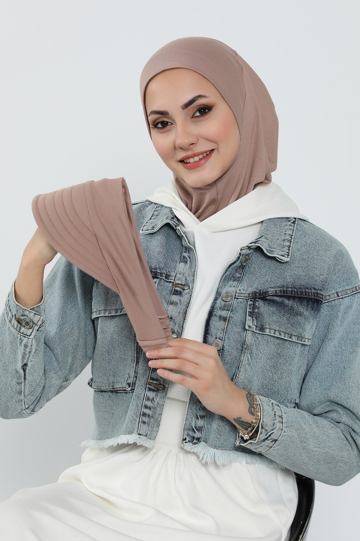 3 Piece Removable Hijab Bonnet Set with Visor and Hat, Modest Sun Protection Headwear for Women,ST-1P Mink