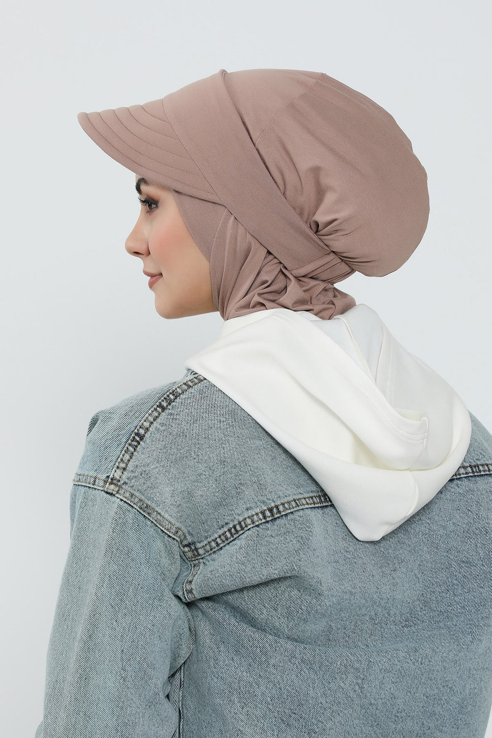3 Piece Removable Hijab Bonnet Set with Visor and Hat, Modest Sun Protection Headwear for Women,ST-1P Mink